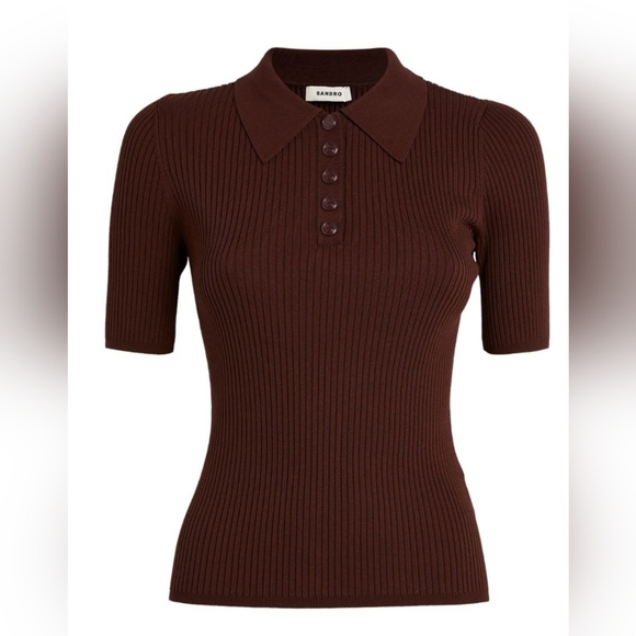 SANDRO Mileva Collared Ribbed Sweater - Picture 1 of 7